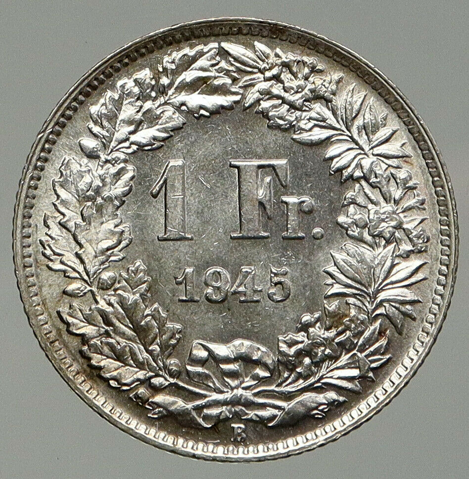 1945 B SWITZERLAND HELVETIA Symbolizes SWISS Nation SILVER 1 Franc Coin i92517