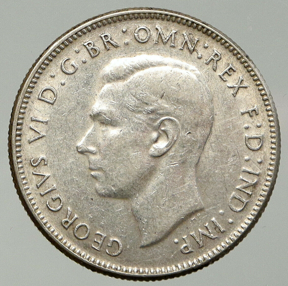 1947 AUSTRALIA UK King George VI Kangaroos Antique OLD Silver Florin Coin i92509