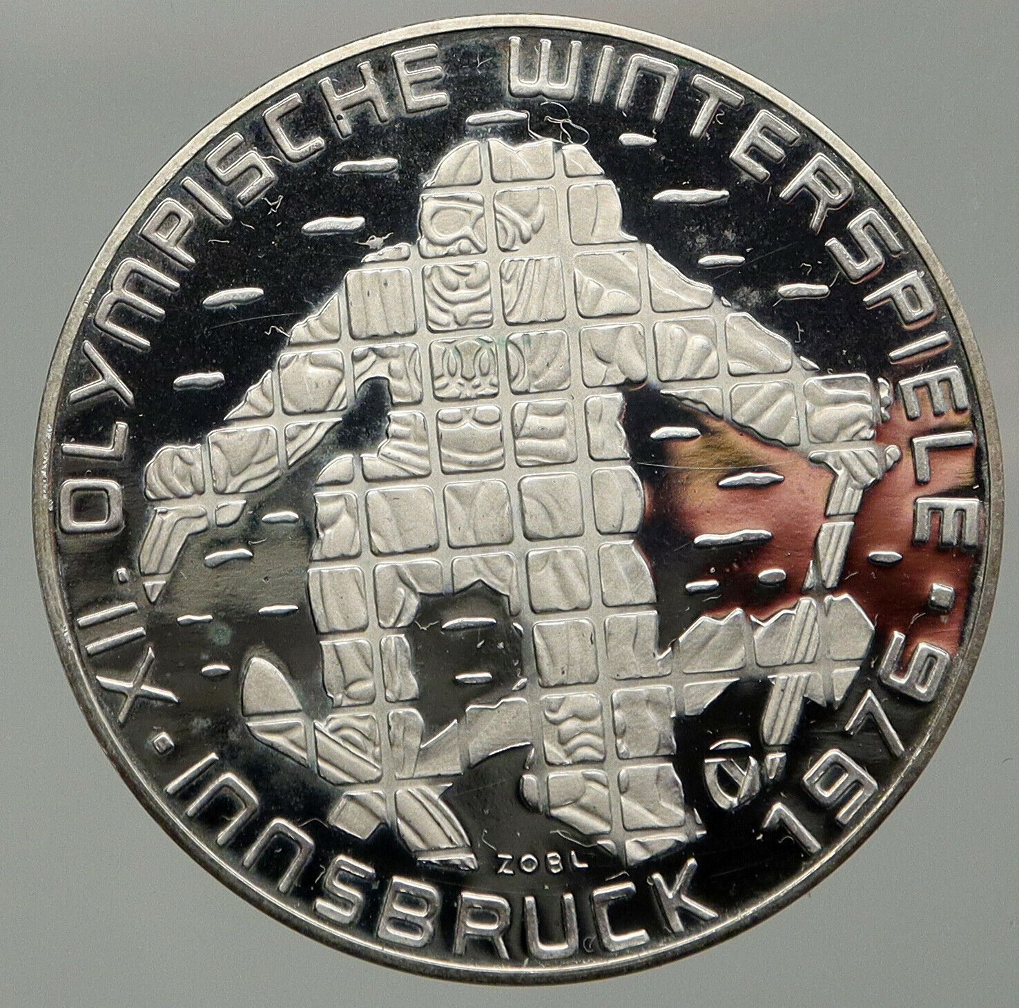 1976 Innsbruck WINTER Olympic Games AUSTRIA PRF SILVER 100 Schilling Coin i92518