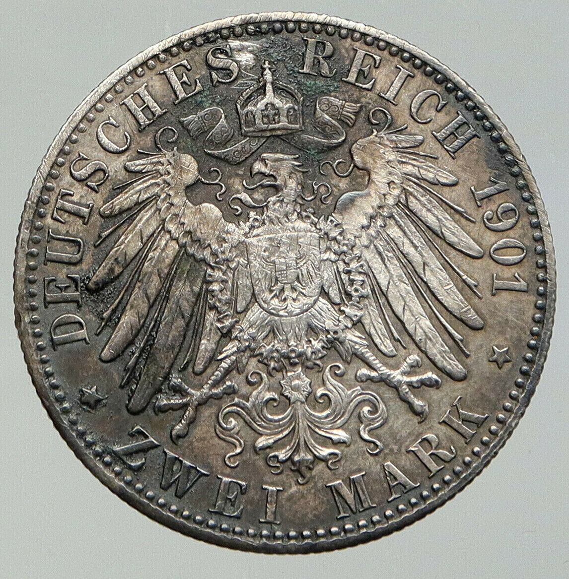 1901A Germany PRUSSIA KINGDOM Wilhelm II & Frederick I Silver 2 Mark Coin i92779