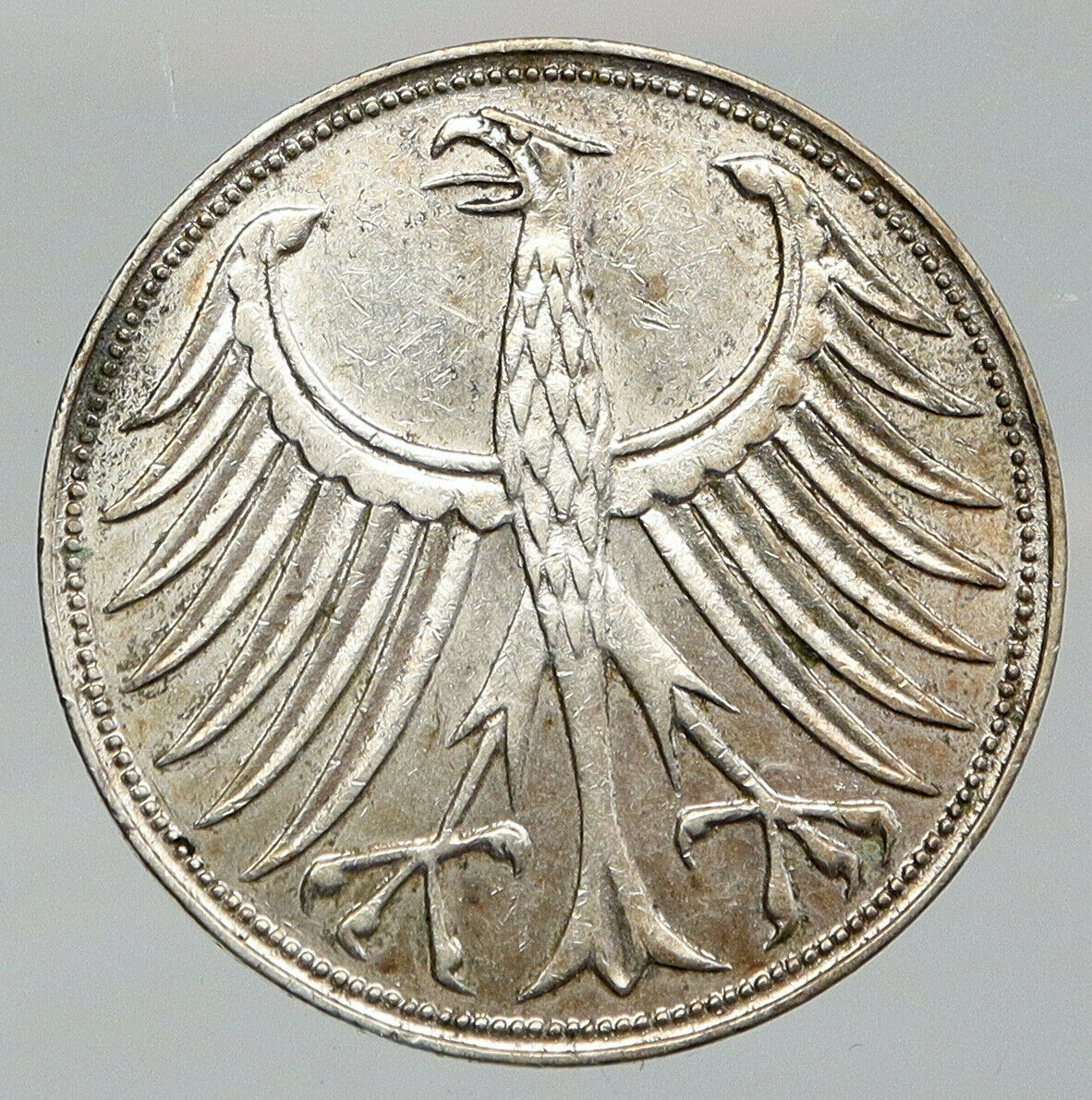 1951 J GERMANY Vintage Winged Eagle OLD German Large 5 Mark Silver Coin i92685