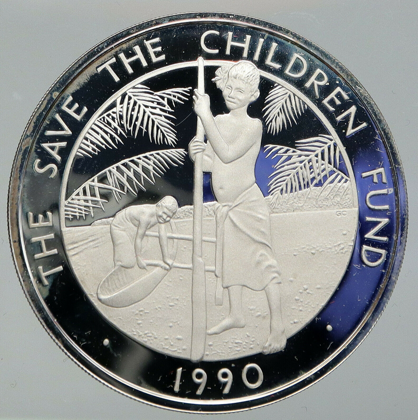 1990 SAMOA UK British SAVE the CHILDREN Old Proof Silver $10 Tala Coin i92761