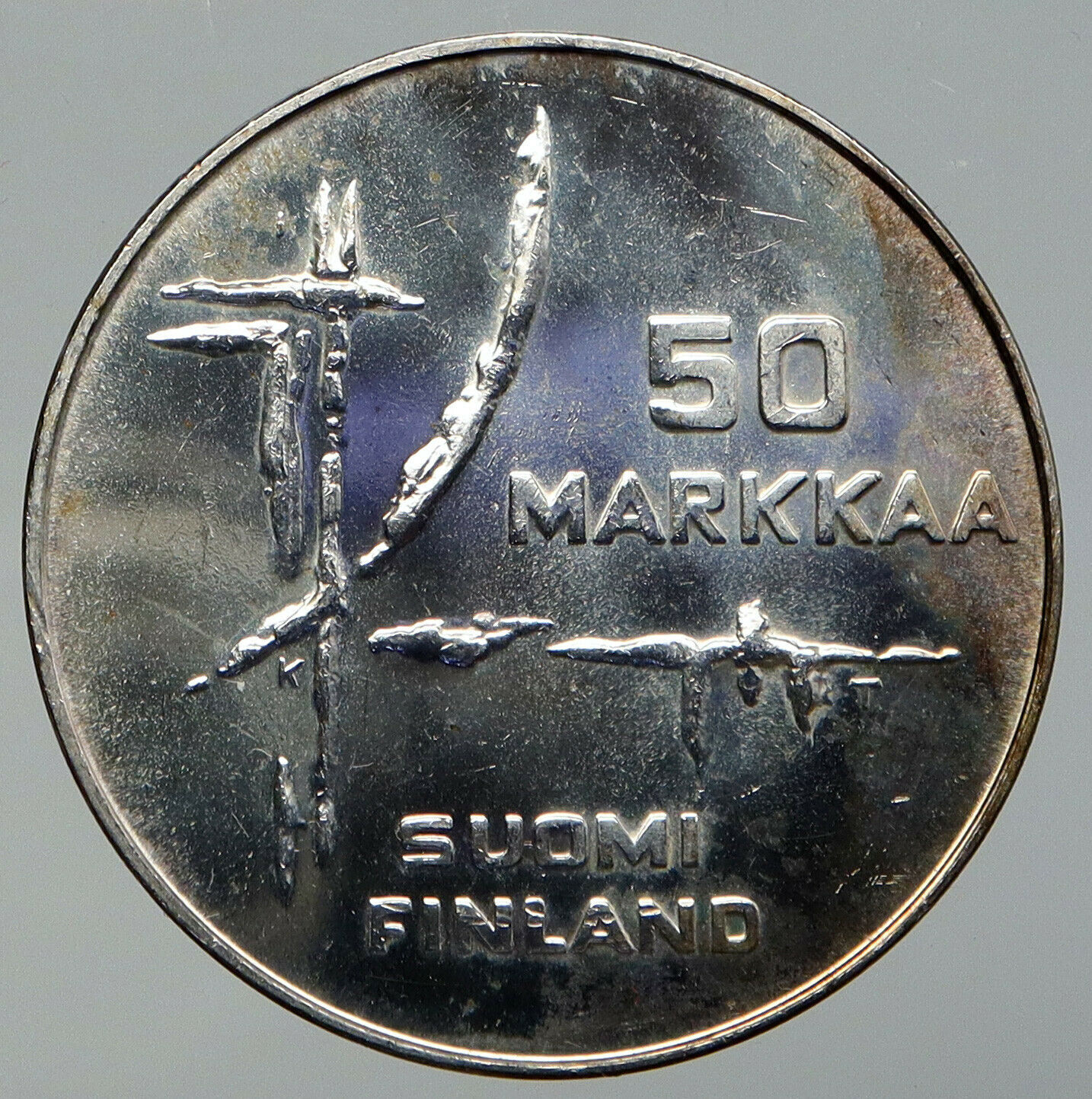 1982 FINLAND World Athletics Championships VINTAGE Silver 50 Markkaa Coin i92764