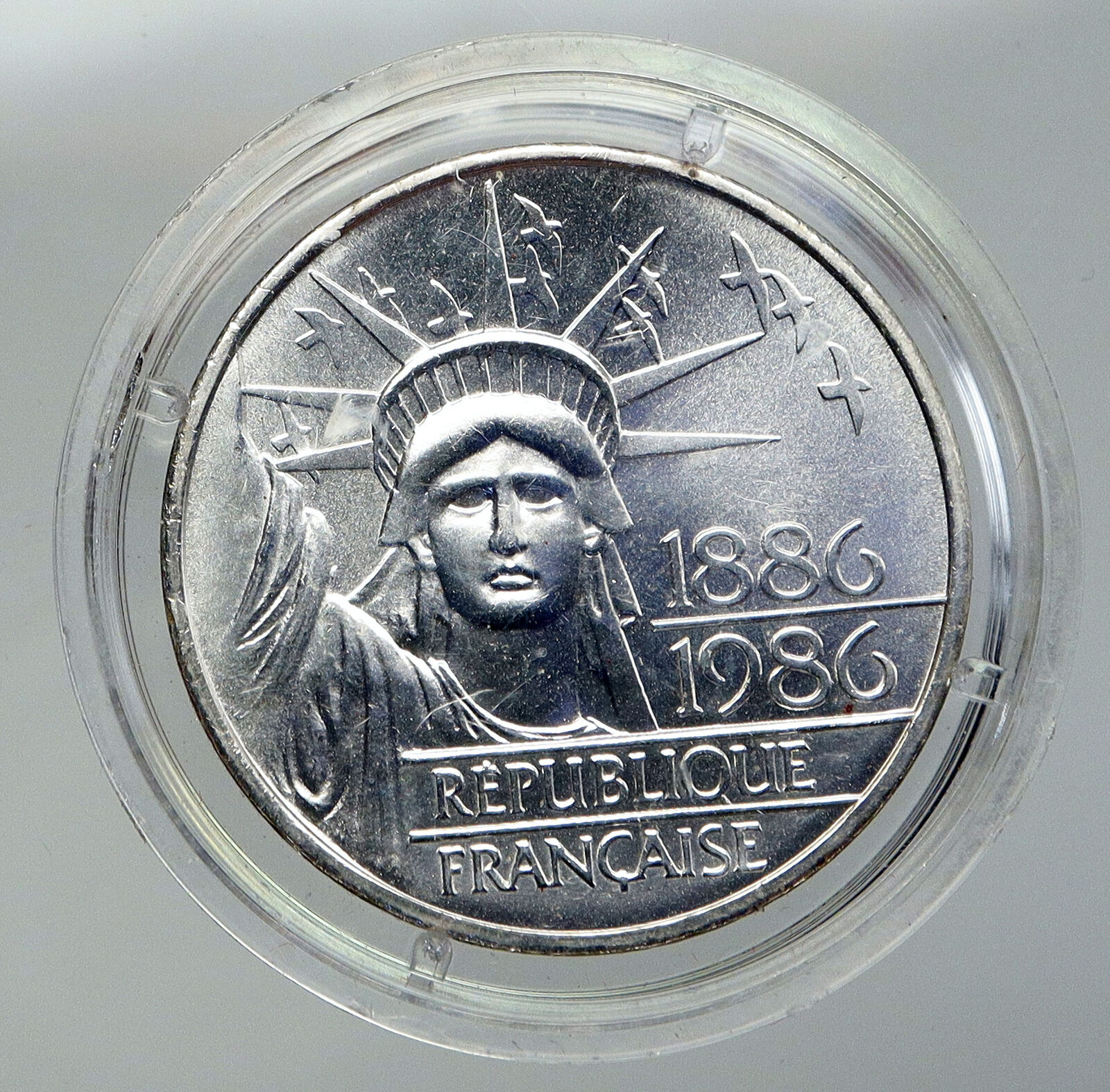 1986 FRANCE Gifts Statue of Liberty to US Huge VINTAGE Silver French Coin i92771