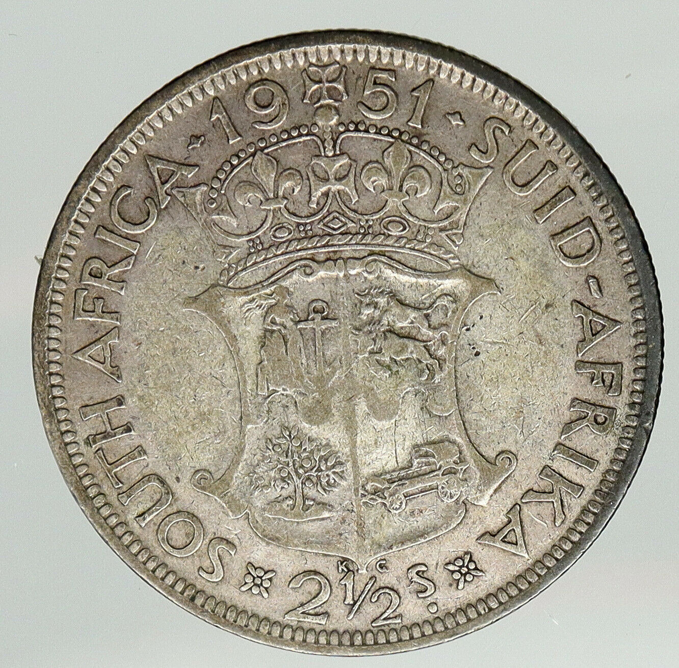 1951 SOUTH AFRICA Large GEORGE VI Shields OLD Silver 2 1/2 Shillings Coin i92033