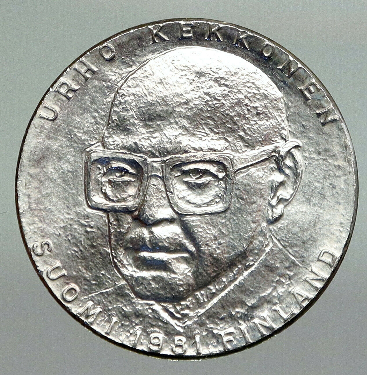 1981 FINLAND 25 Yr President Urho Kekkonen VINTAGE Silver 50 Markkaa Coin i92241