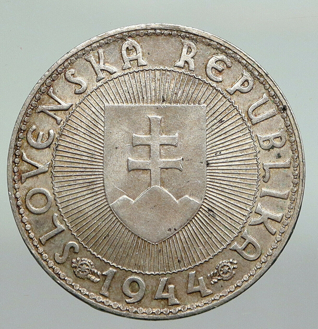 1944 SLOVAKIA REPUBLIC Prince Pribina OLD Silver 10 Korun Slovakian Coin i92235