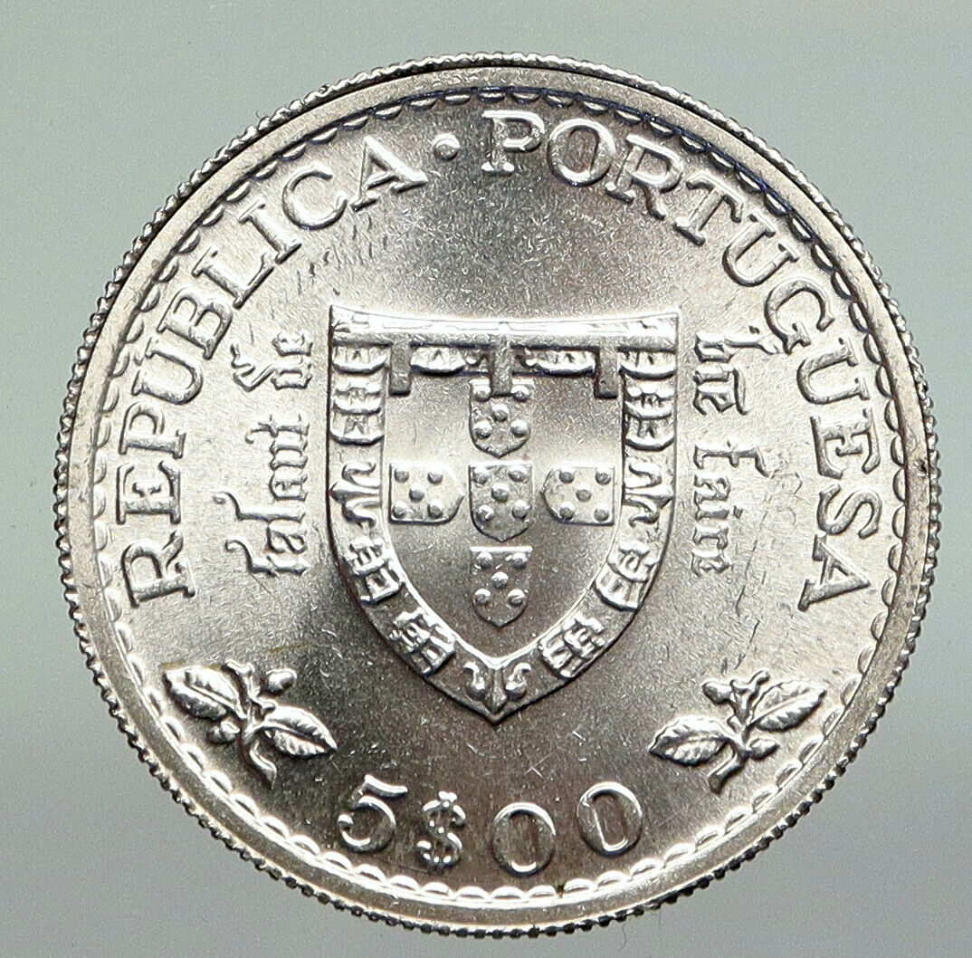 1960 PORTUGAL Prince Henry the Navigator Genuine Silver 5 Escudos Coin i92251