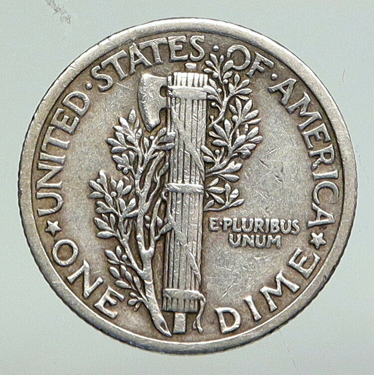 1916 P UNITED STATES Mercury Winged Liberty Head Dime Silver Coin Fasces i91895