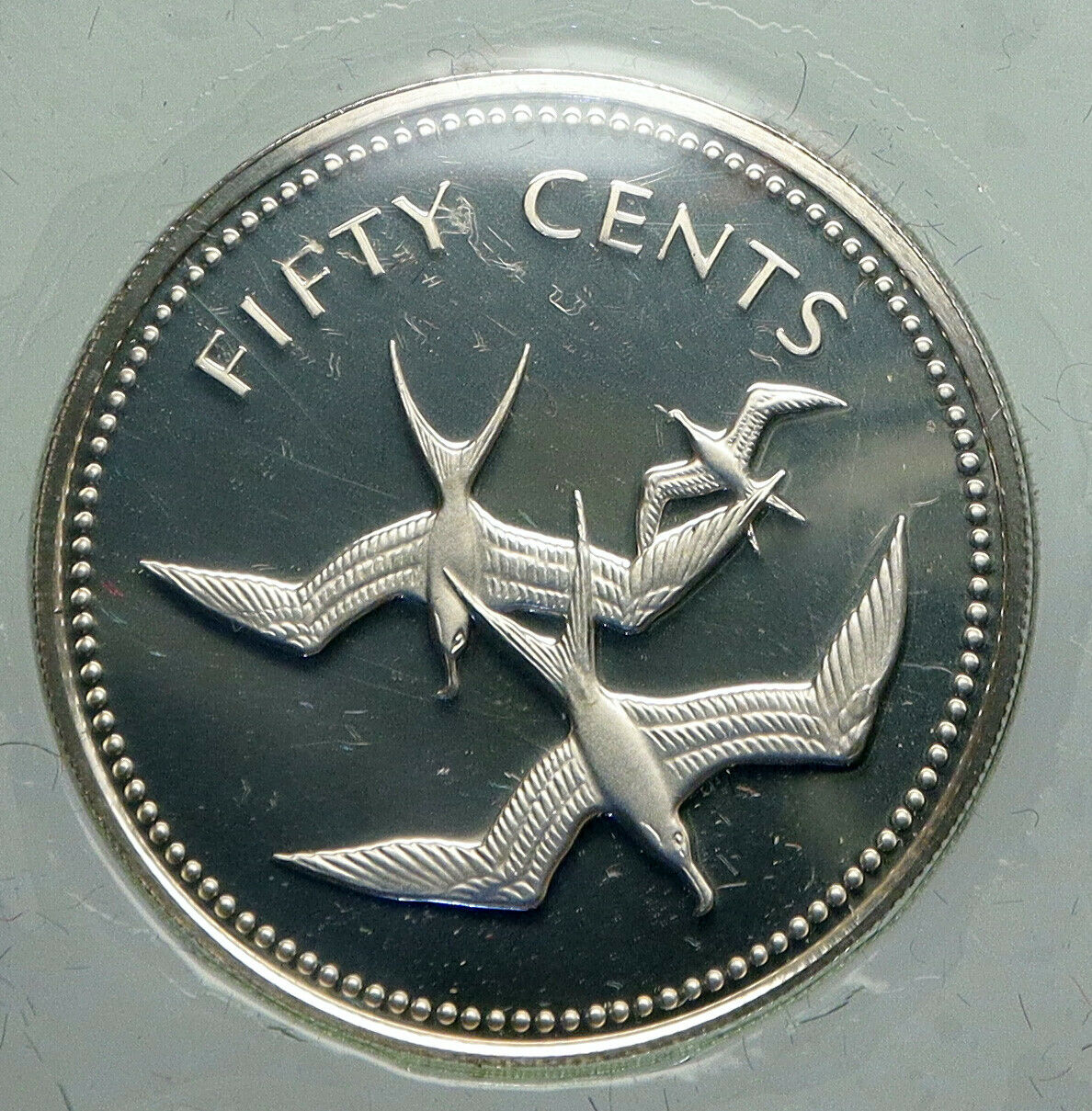 1974 BELIZE Avifauna FRIGATE BIRDS Old Genuine Proof Silver 50 Cents Coin i92353