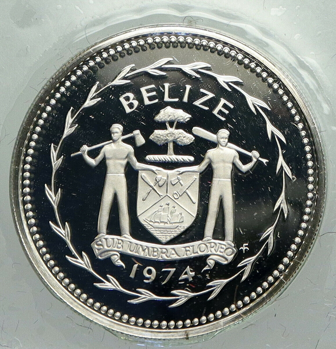 1974 BELIZE Avifauna FRIGATE BIRDS Old Genuine Proof Silver 50 Cents Coin i92353