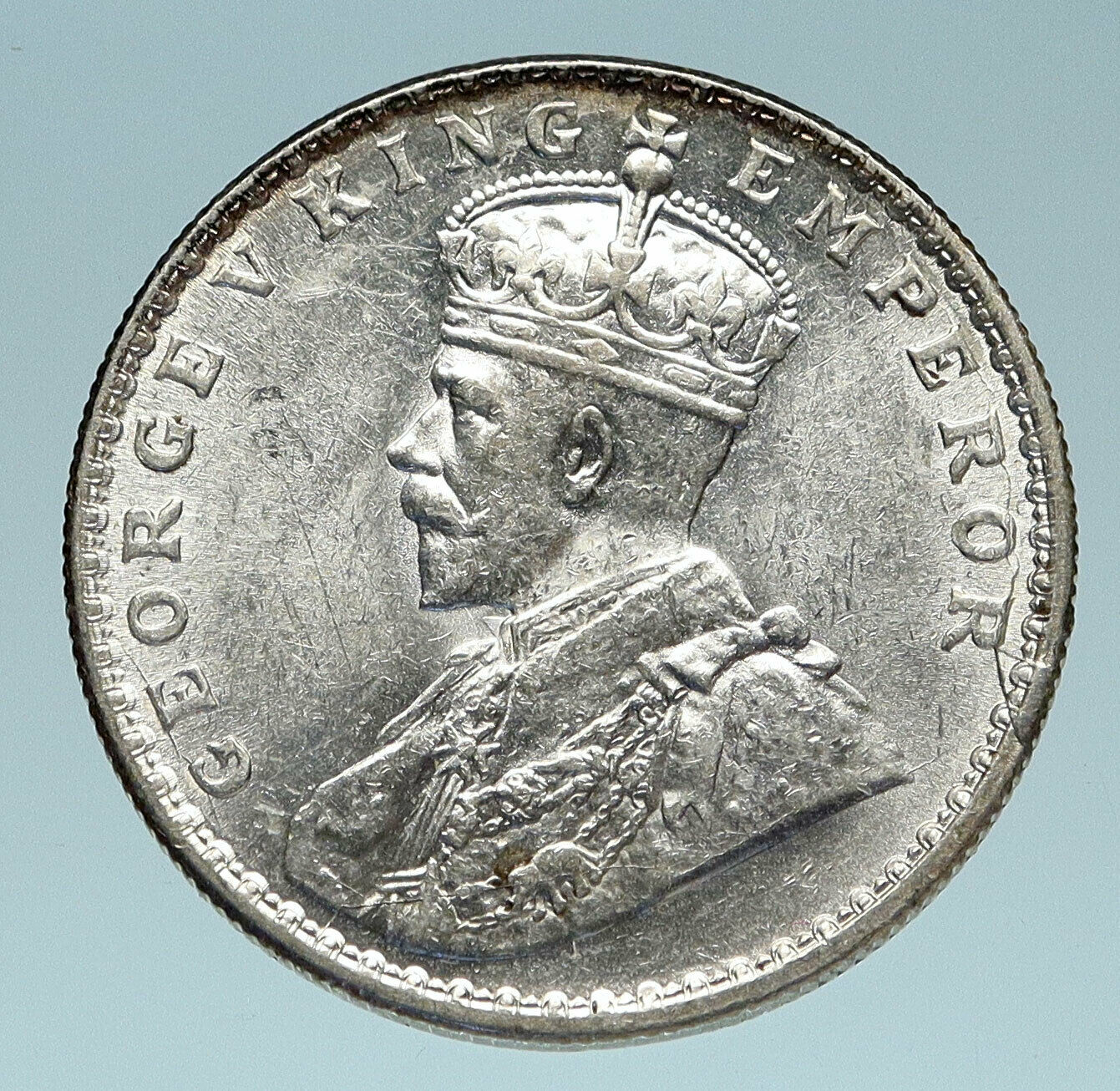 1917 INDIA UK King George V Silver Antique RUPEE Vintage Indian Coin i83193