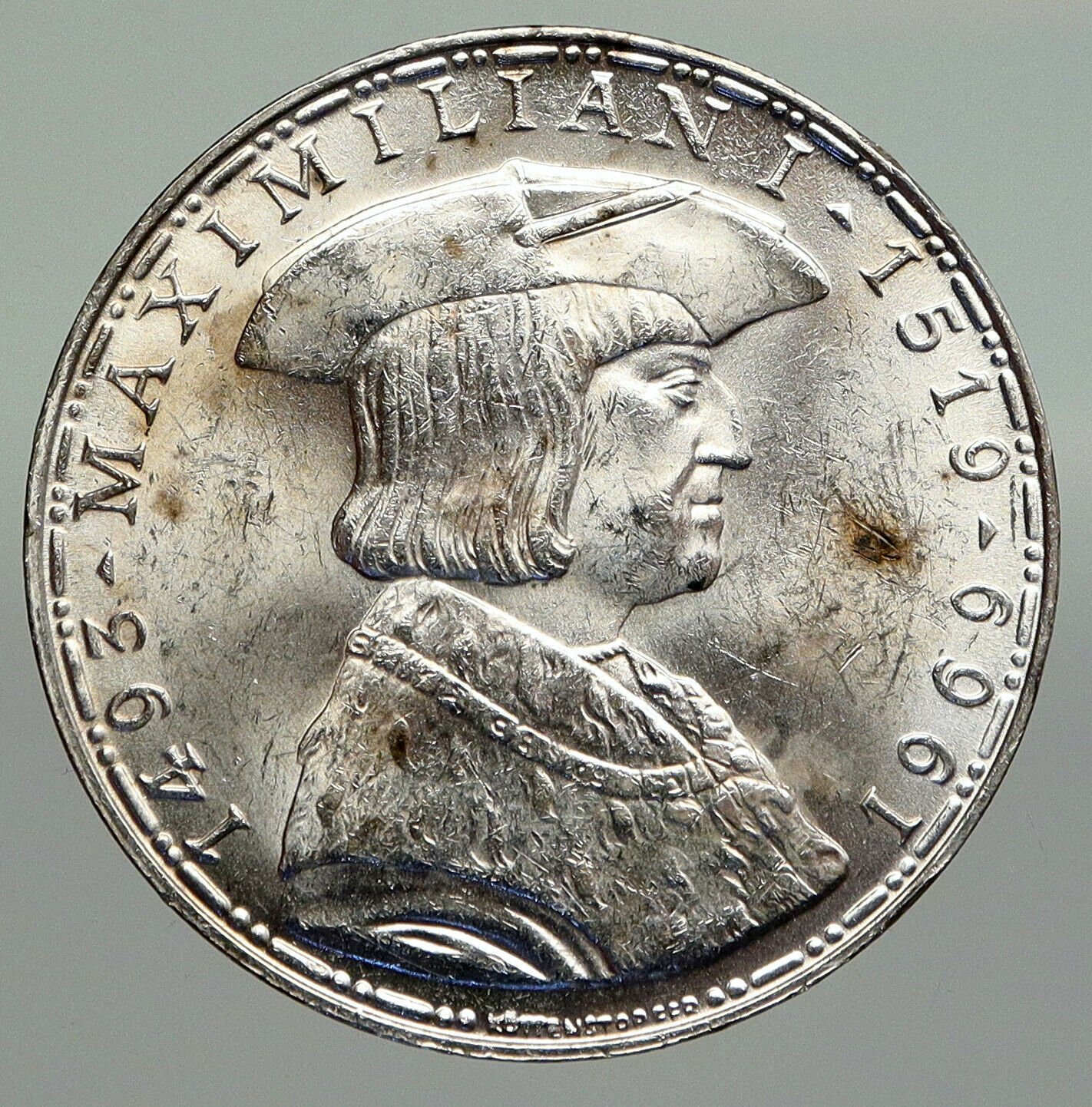 1969 AUSTRIA King Maximilian I Antique Silver 50 Schilling Austrian Coin i92327