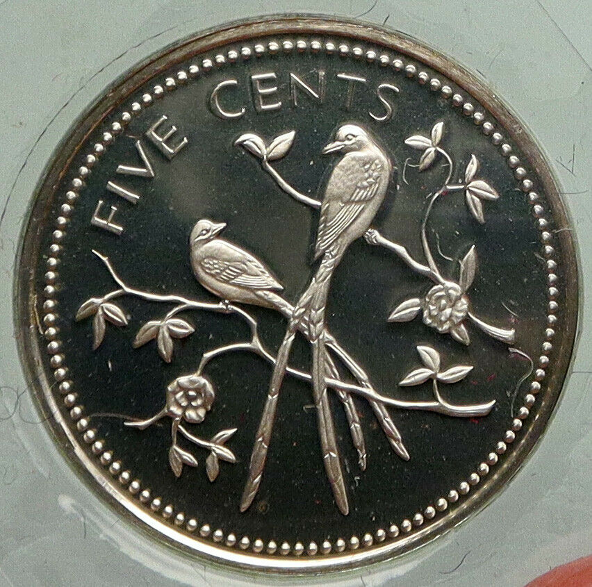 1974 BELIZE Avifauna FORK TAILED FLYCATCHER BIRDS Proof Silver 5Cent Coin i92322