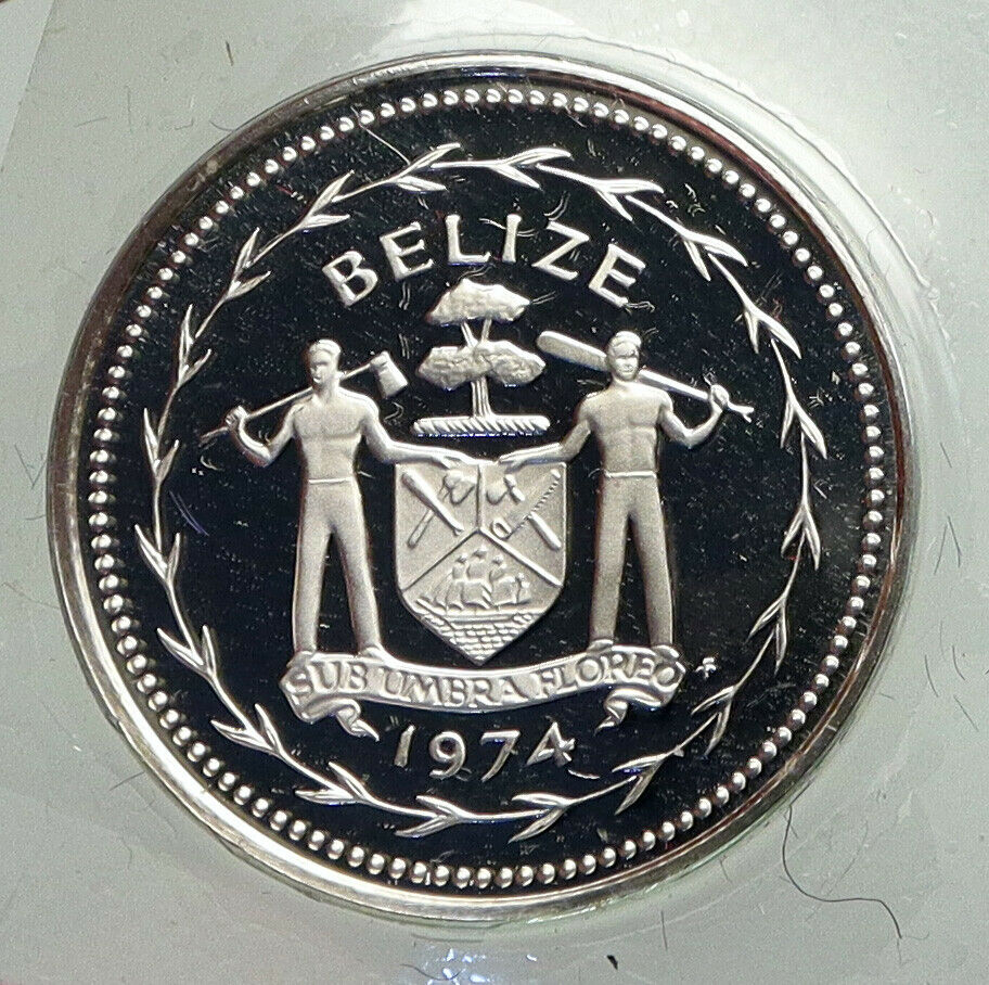 1974 BELIZE Avifauna FORK TAILED FLYCATCHER BIRDS Proof Silver 5Cent Coin i92322