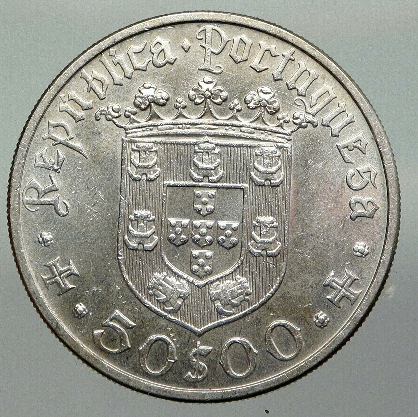 1968 PORTUGAL Silver 50 Escudos Coin w PORTUGUESE Pedro Alvares Cabral i92318