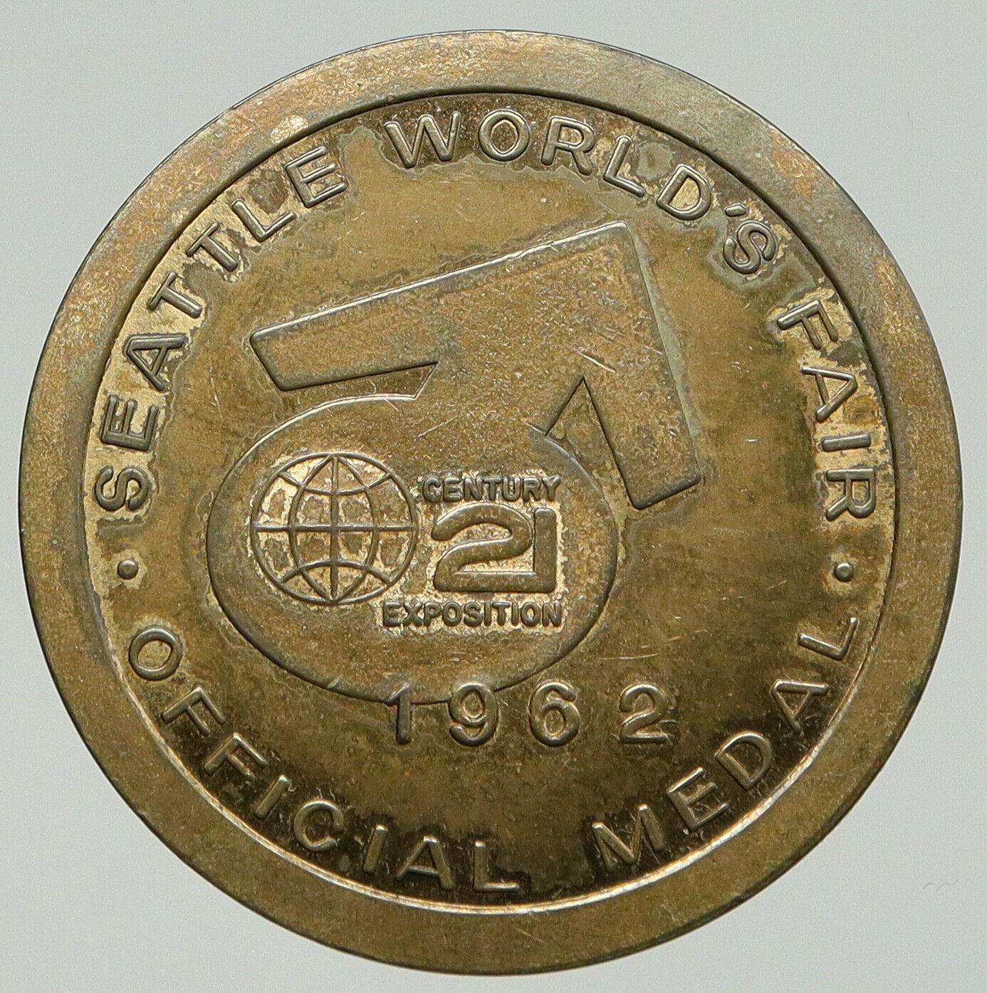 1962 USA Seattle WASHINGTON World's Fair Space Needle CENTURY 21 EX Medal i92468