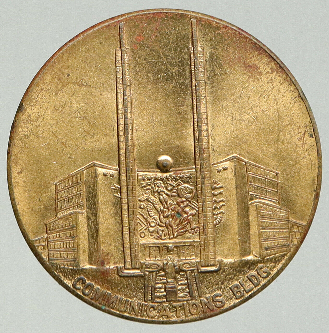 1939 USA NY WORLDS FAIR Communications Building PAVILION Old Medal Coin i92449