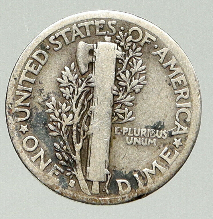 1916 S UNITED STATES Mercury Winged Liberty Head Dime Silver Coin Fasces i92456