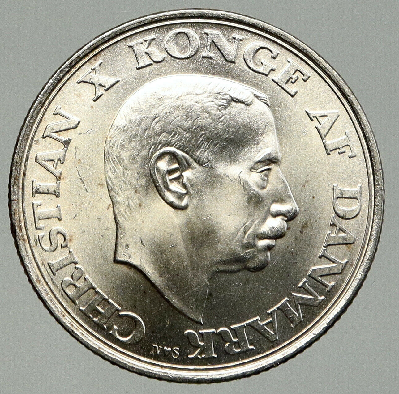 1945 DENMARK King Christian X VINTAGE Silver 2 Kroner 75th BIRTHDAY Coin i92433