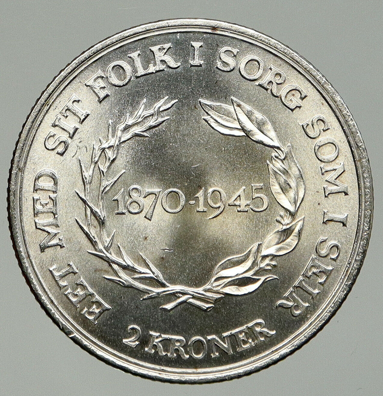 1945 DENMARK King Christian X VINTAGE Silver 2 Kroner 75th BIRTHDAY Coin i92433