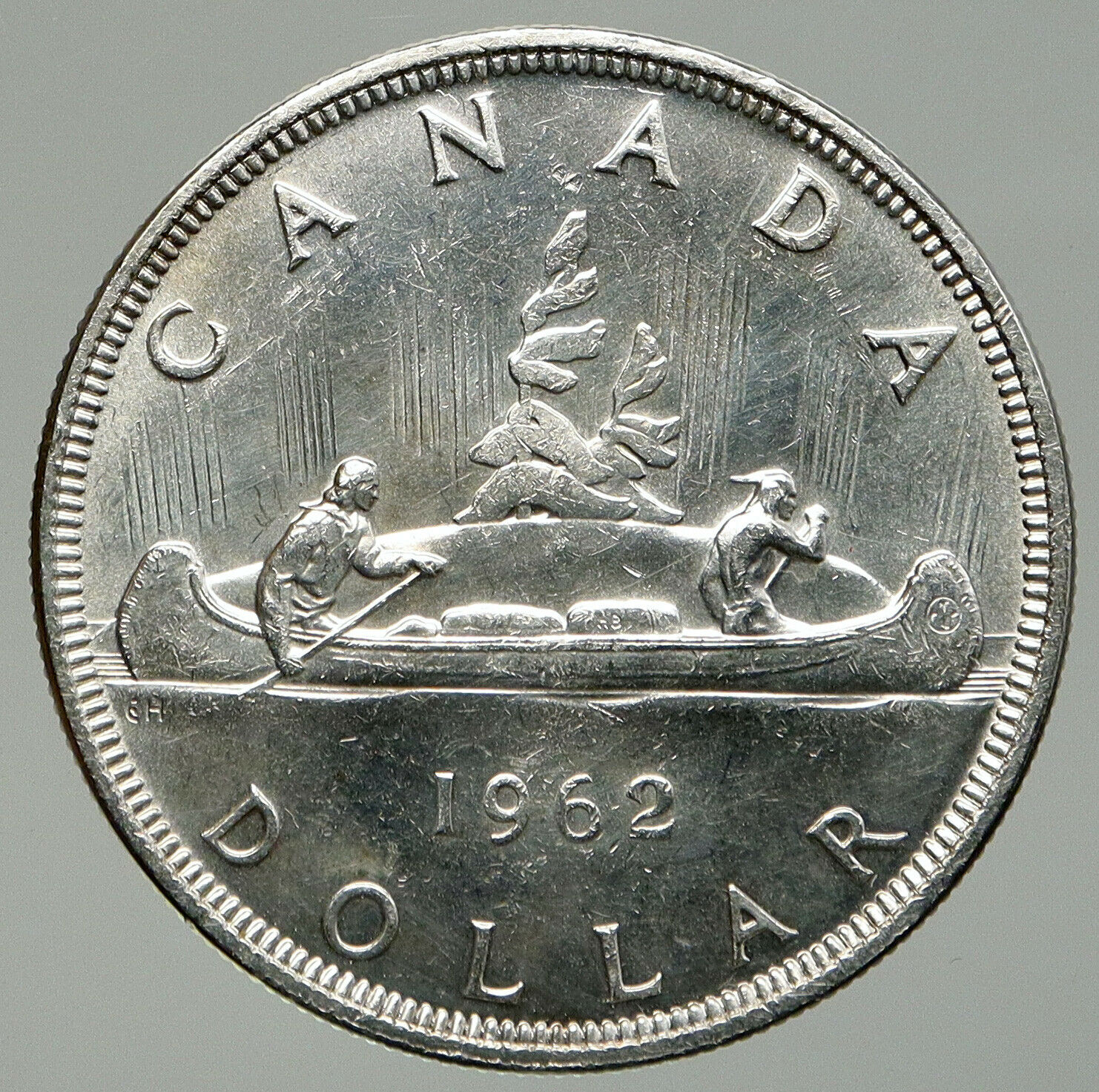 1962 CANADA w UK Queen Elizabeth II Voyagers Genuine Silver Dollar Coin i92411