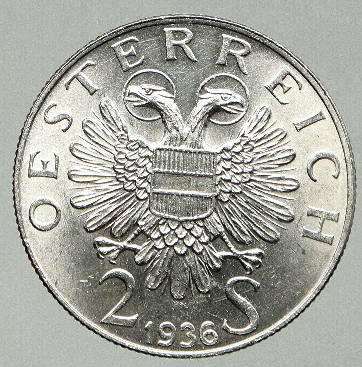 1936 AUSTRIA Silver 2 Schilling PRINCE EUGEN OF SAVOY Austrian Eagle Coin i92415