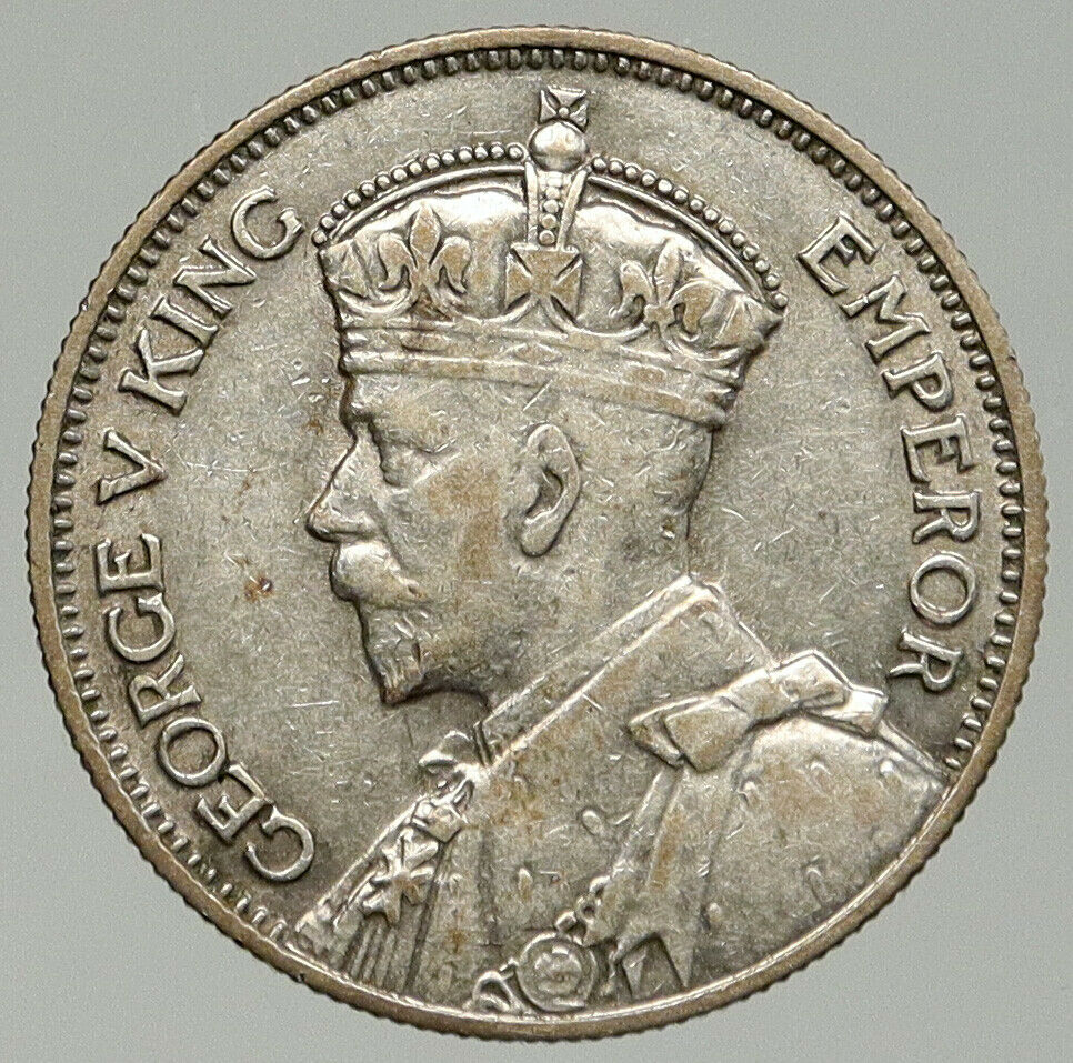 1935 NEW ZEALAND Silver One Shilling Coin GEORGE V - Native Maori Warrior i92426