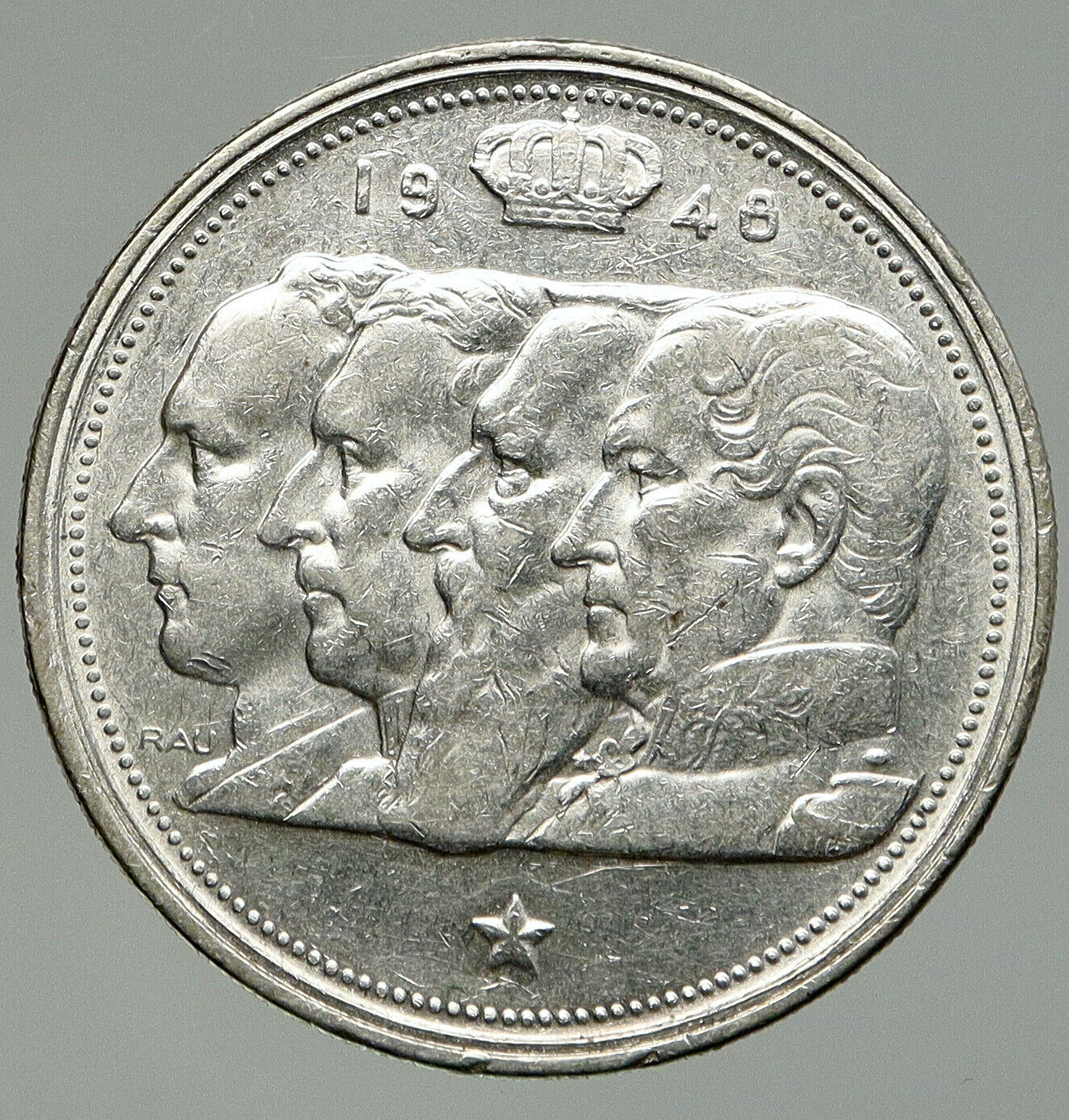 1948 BELGIUM Kings Leopold I II III & Albert I OLD Silver 100 Francs Coin i92406