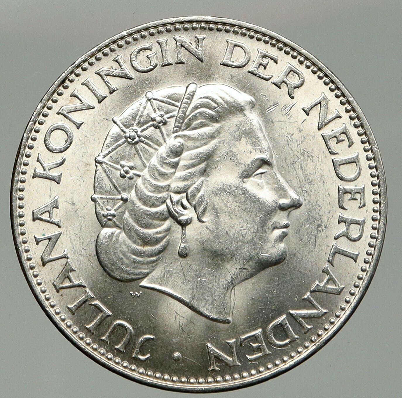 1959 Netherlands Kingdom Queen JULIANA Vintage Silver 2 1/2 Gulden Coin i92409