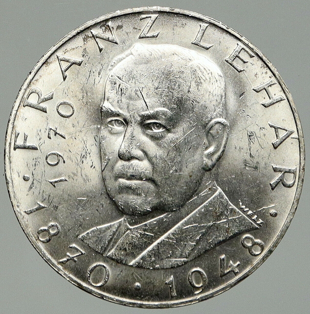 1970 AUSTRIA Franz Lehar Hungarian Composer Silver 25 Shlng Austrian Coin i92389