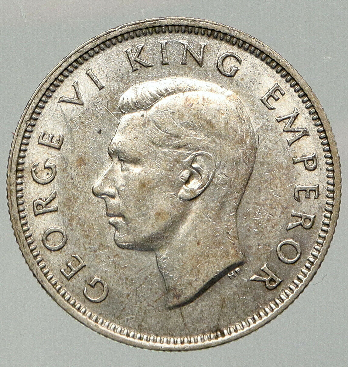 1941 NEW ZEALAND under UK King George VI Silver Florin Coin w KIWI BIRD i92625