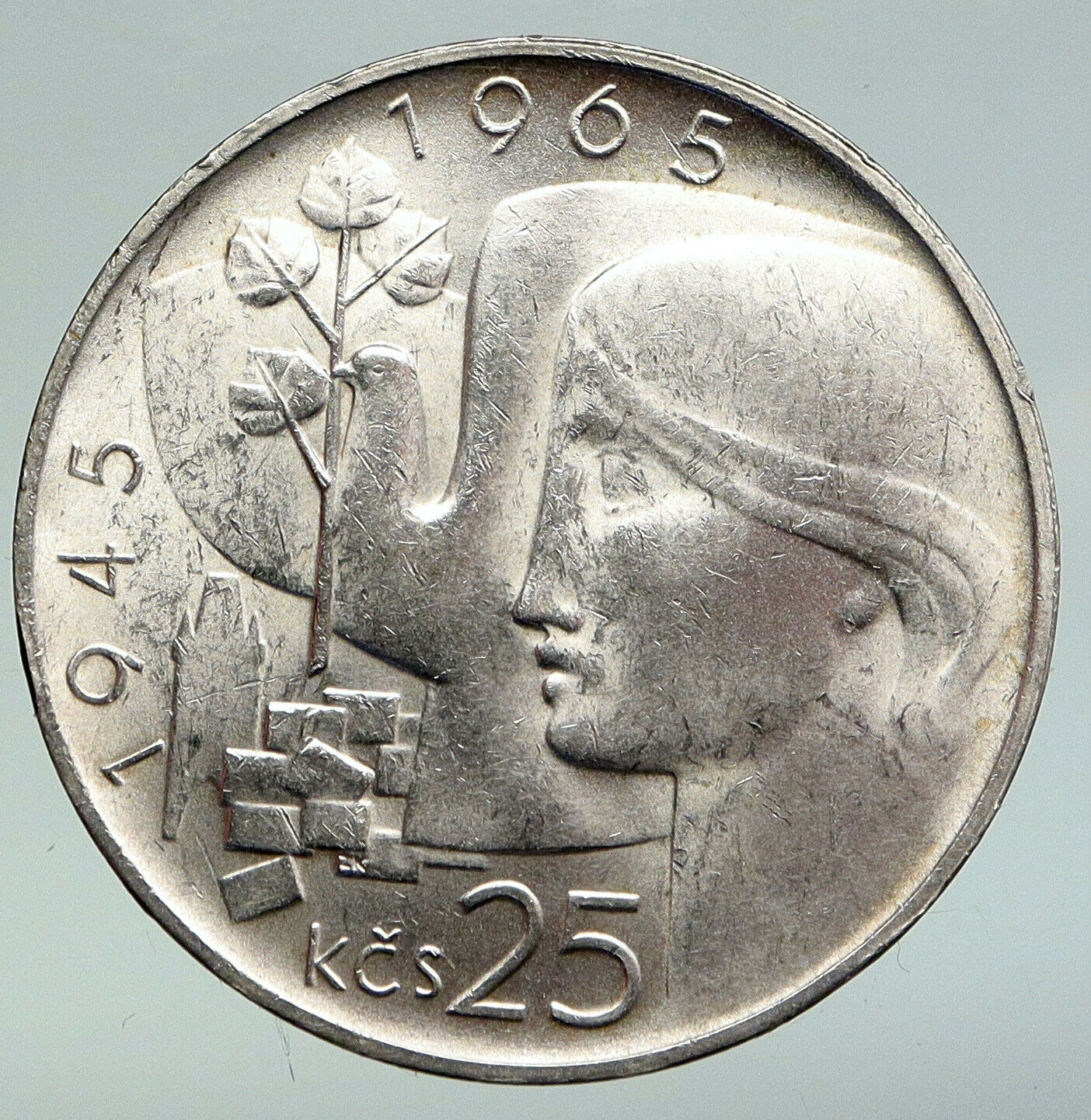 1965 CZECH REPUBLIC Czechoslovakia 25th LIBERATION Vintage 25 Korun Coin i92159