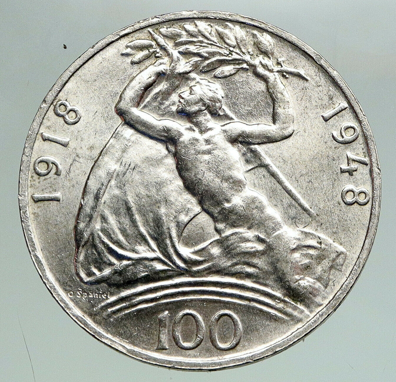 1948 CZECH REPUBLIC Czechoslovakia INDEPENDENCE Silver 100 Korona Coin i92167