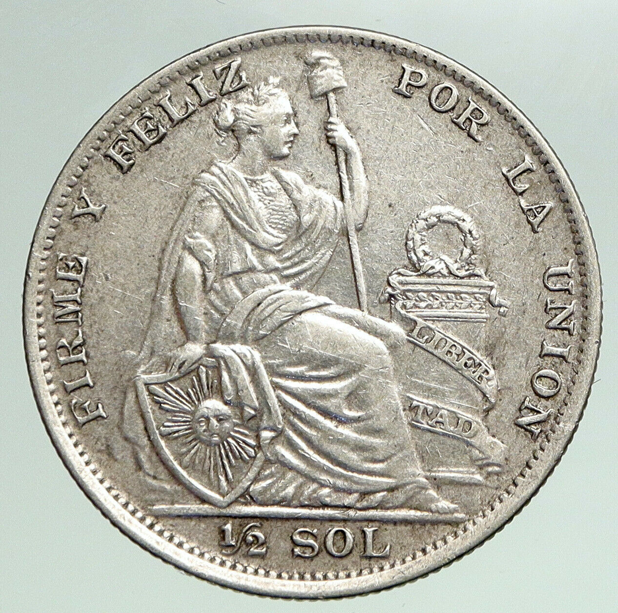 1935 PERU South America w LIBERTY Peruvian Antique Silver 1/2 Sol Coin i92175