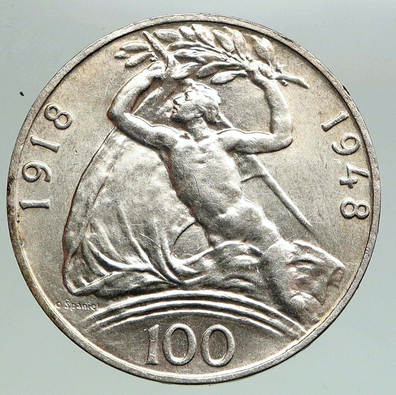 1948 CZECH REPUBLIC Czechoslovakia INDEPENDENCE Silver 100 Korona Coin i92166