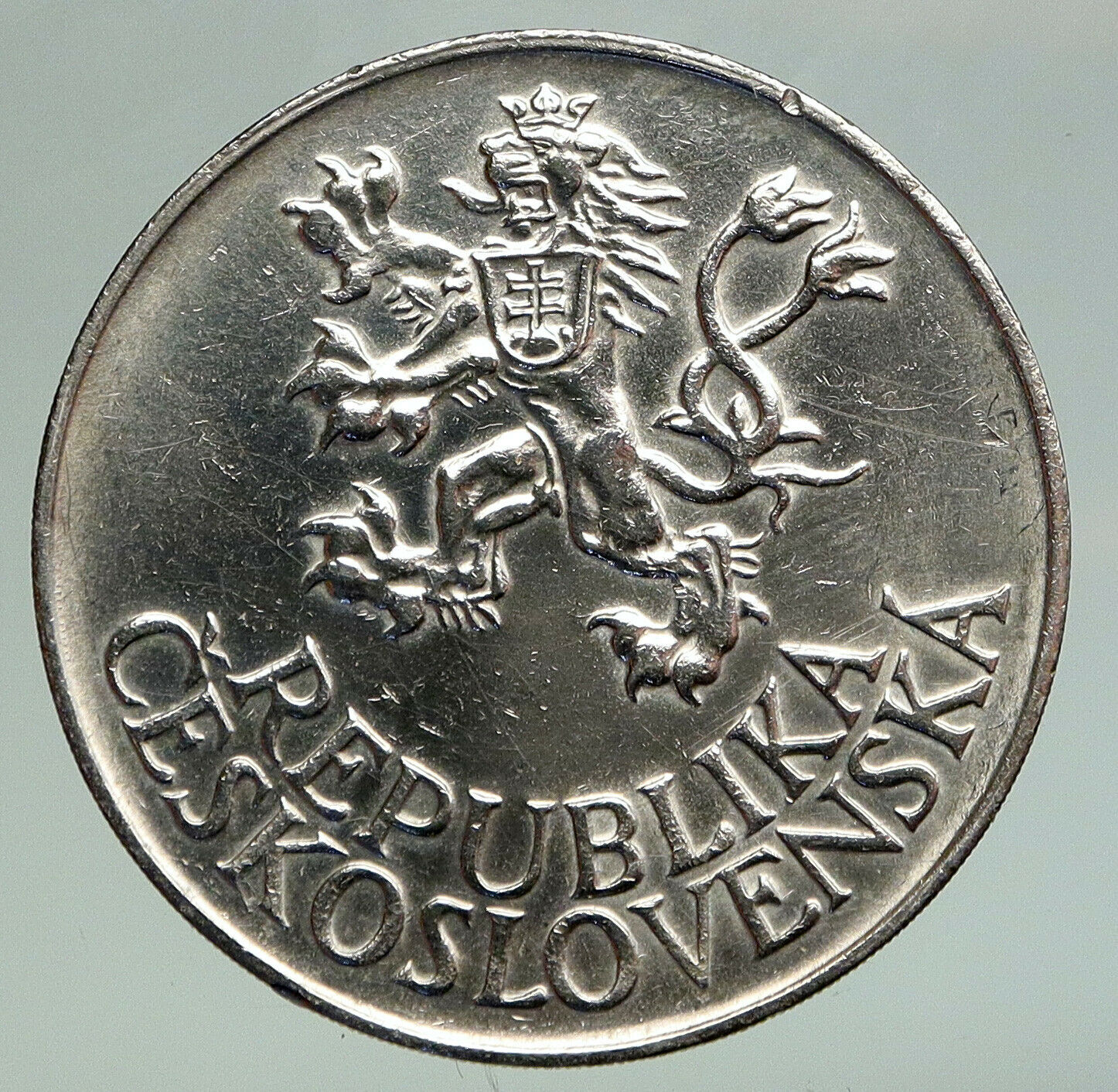 1955 CZECHOSLOVAKIA Soldier & Family LIBERATION Old Silver 10 Korun Coin i92180