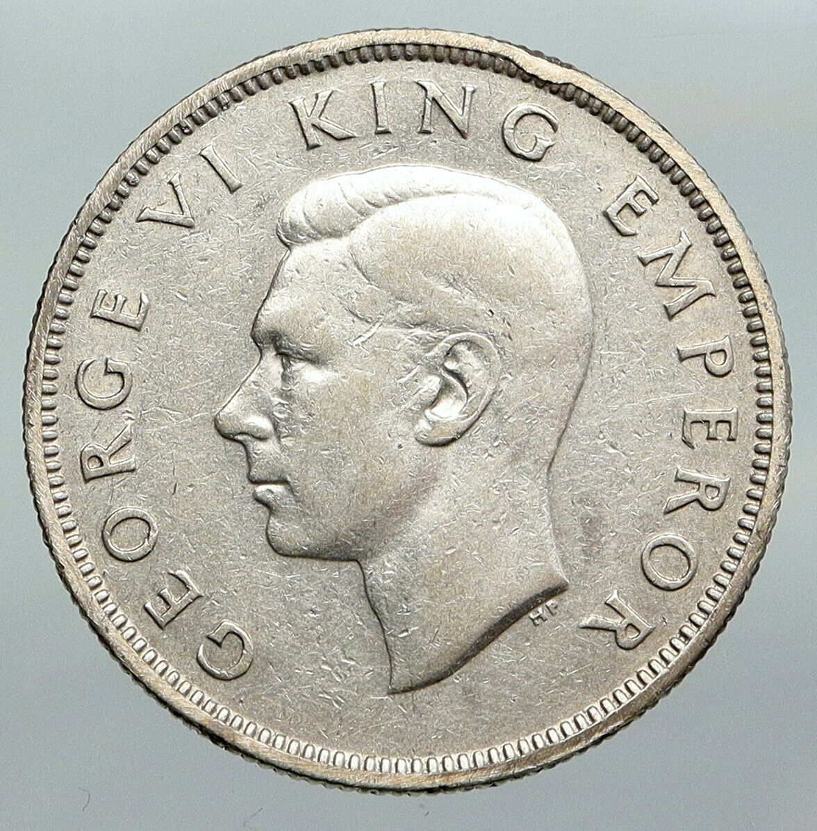 1937 NEW ZEALAND under UK King George V Silver Florin Coin w KIWI BIRD i92292