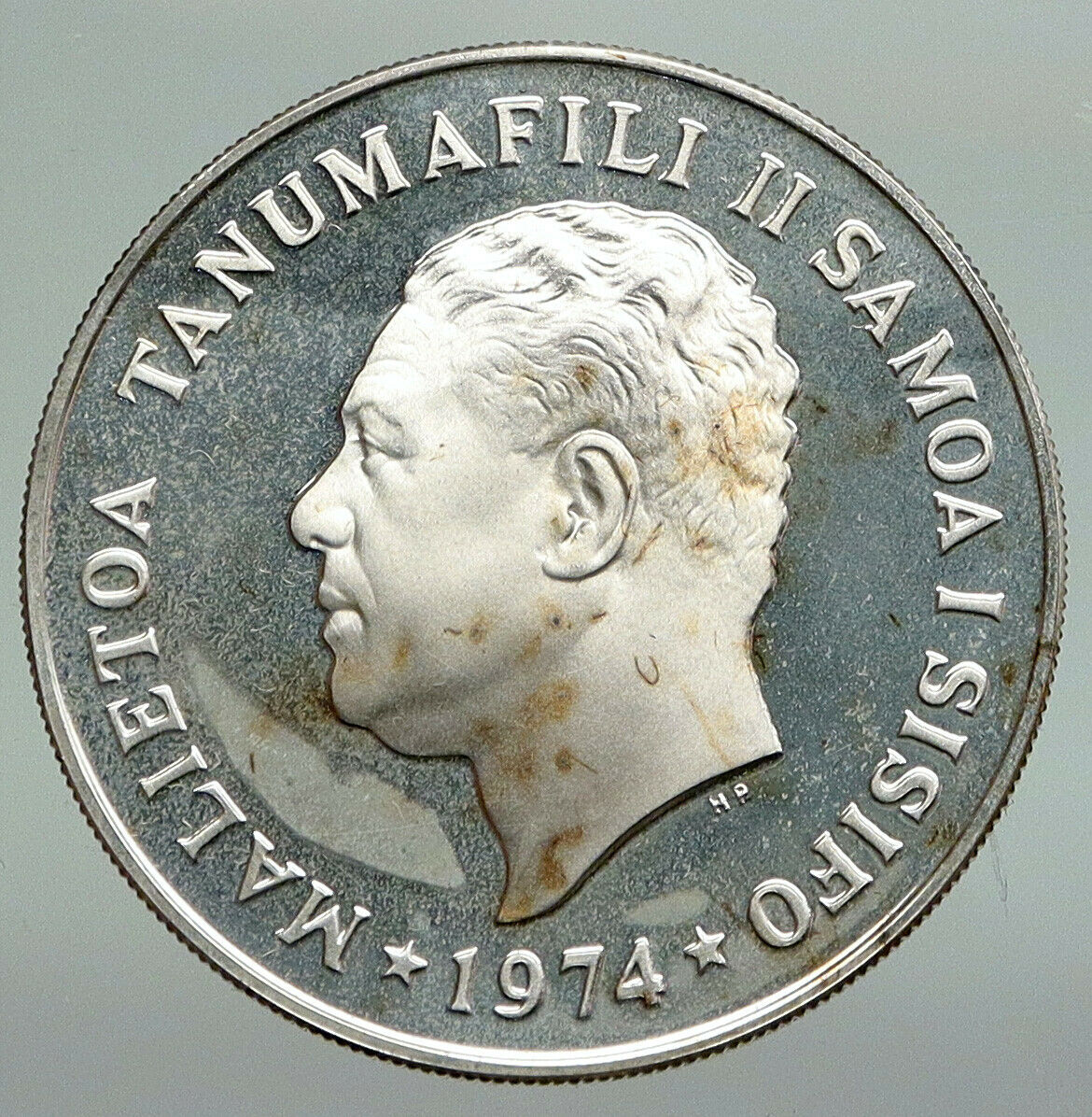 1974 SAMOA UK British Tanumafili II Breadfruit OLD Silver 20 Sene Coin i92313