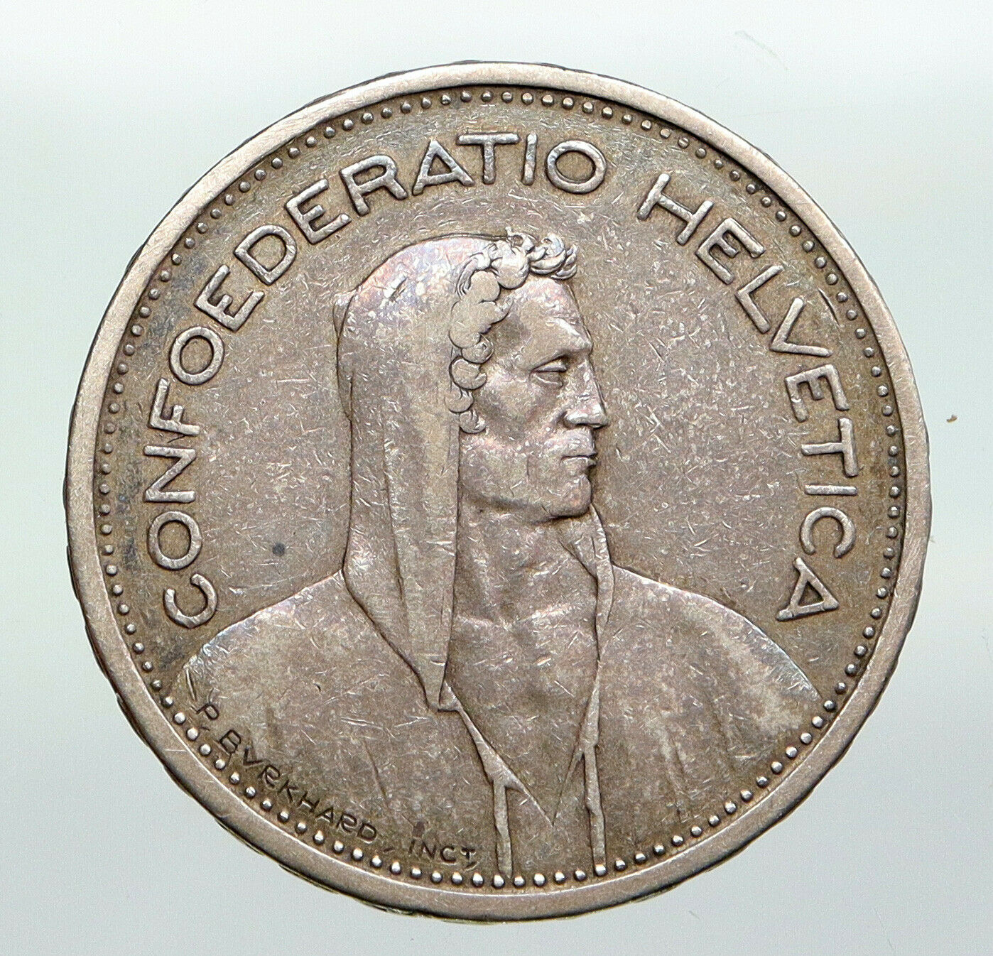 1931 B Switzerland Founding HERO WILLIAM TELL 5 Francs Silver Swiss Coin i92295