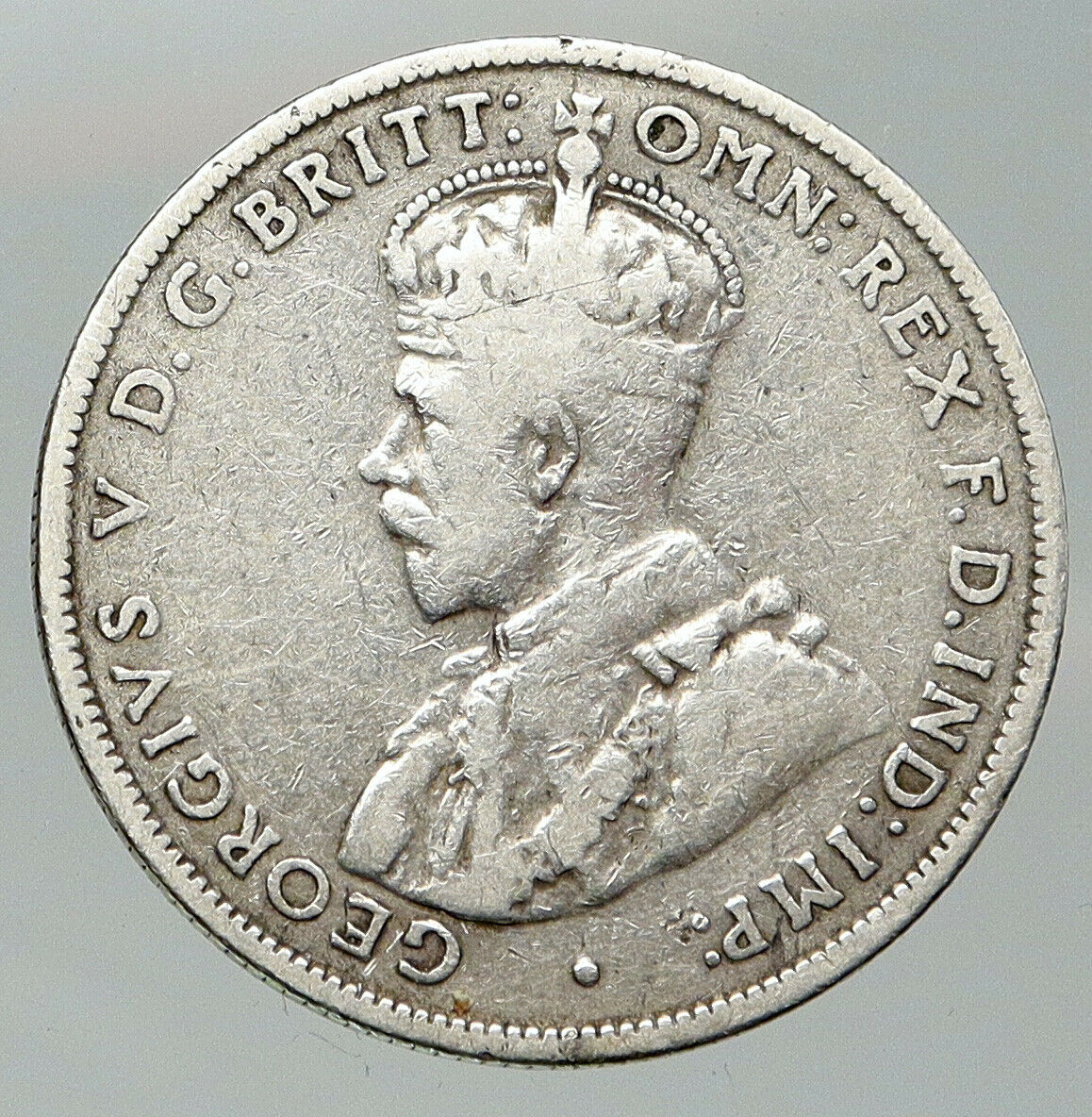 1931 AUSTRALIA UK King George V COAT OF ARMS Vintage Silver Florin Coin i92108