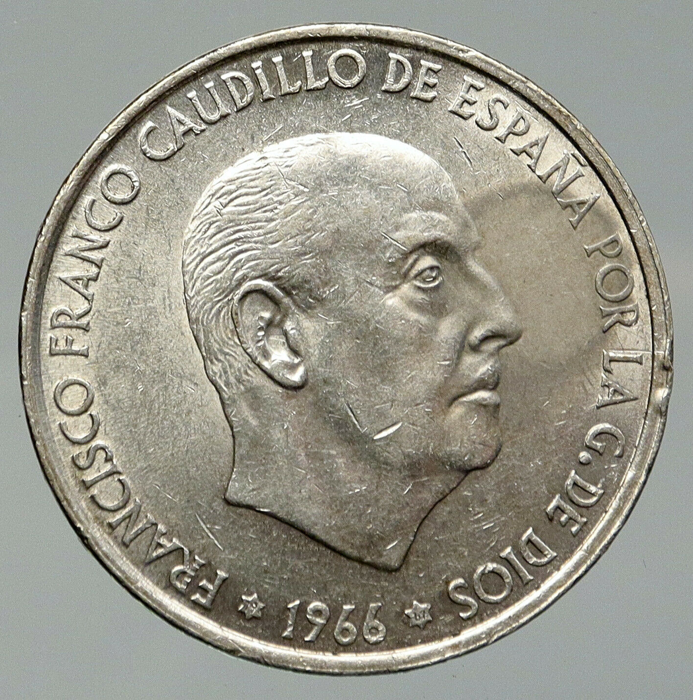 1966 SPAIN Large Franco Caudillo VINTAGE Silver 100 Pesetas Spanish Coin i92104