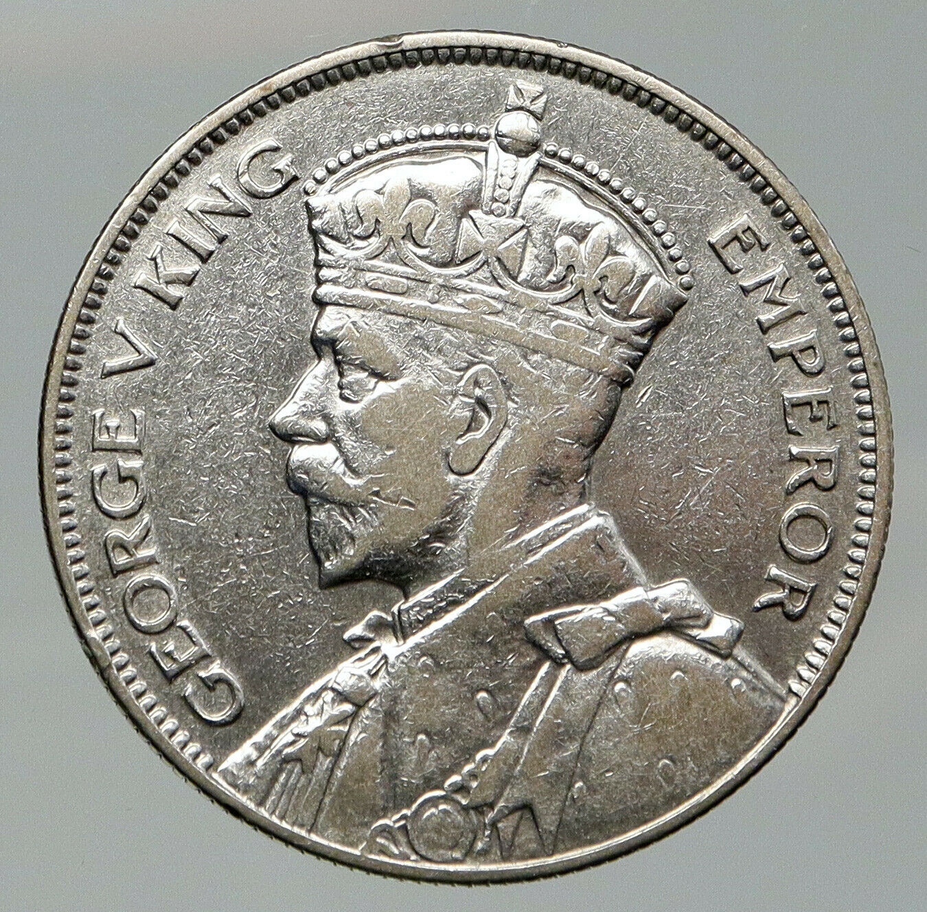 1935 NEW ZEALAND UK King George V Antique OLD Silver 1/2 Half Crown Coin i92109