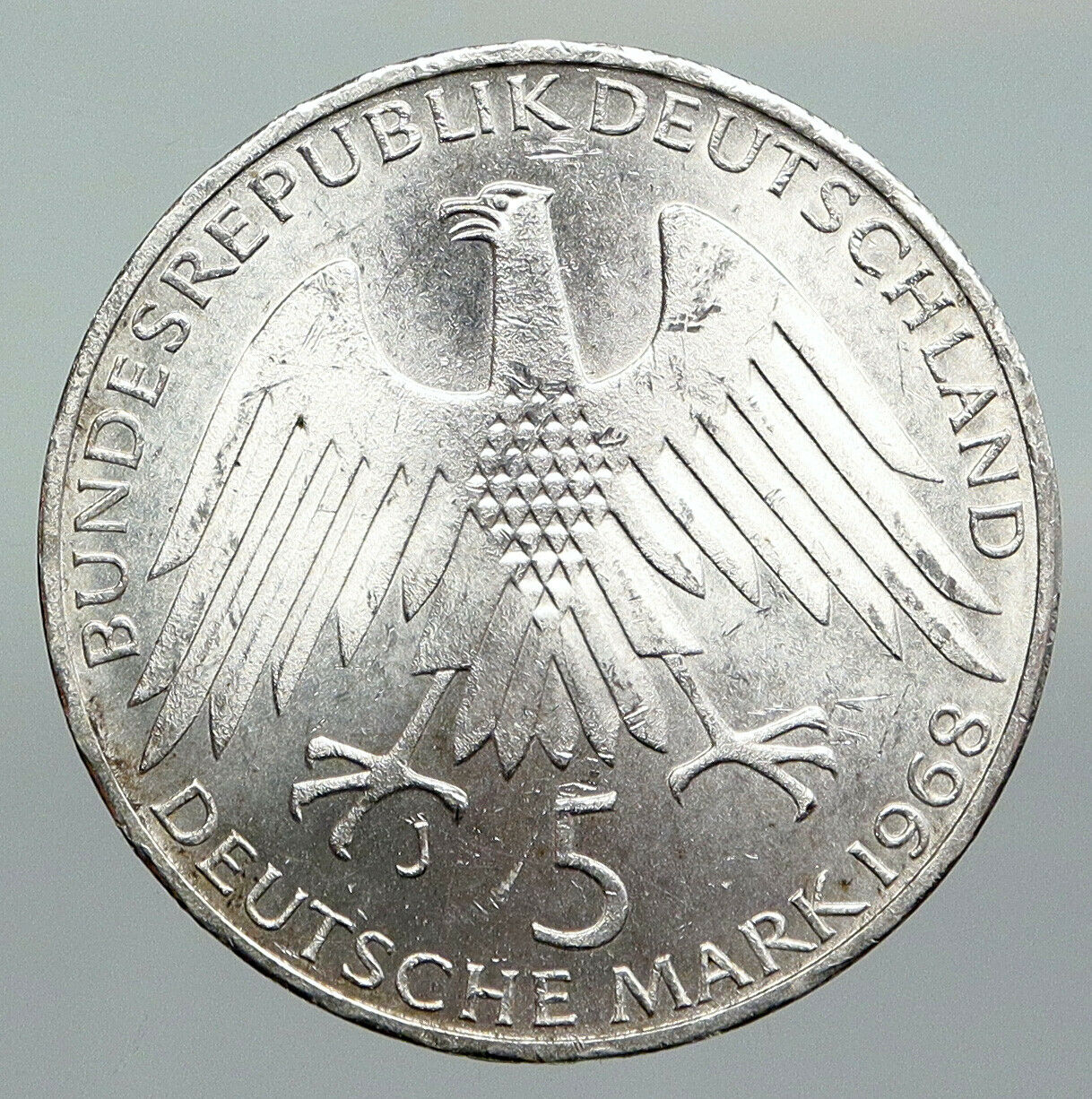 1968 J GERMANY Credit Union Friedrich Wilhelm Raiffeisen VINTAGE 5Mk Coin i92299