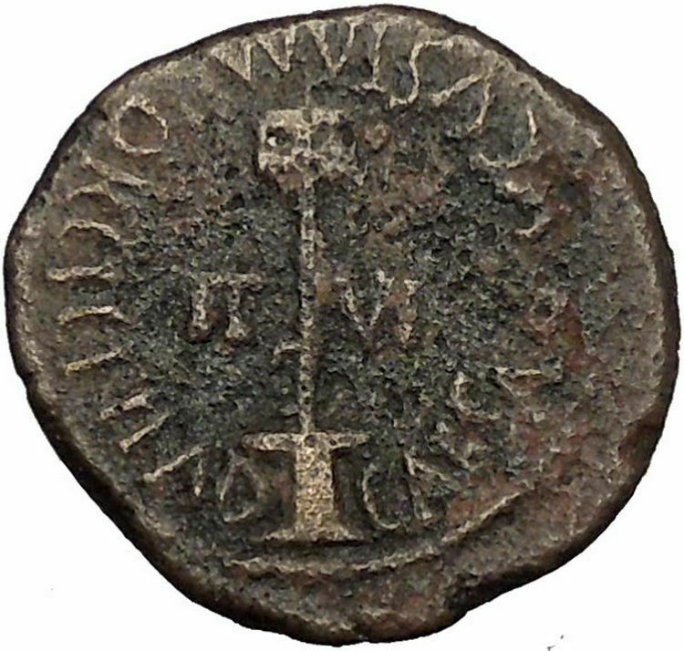 AUGUSTUS 8BC Caesaraugusta Spain Semis Vexillum OLD Ancient Roman Coin i52776