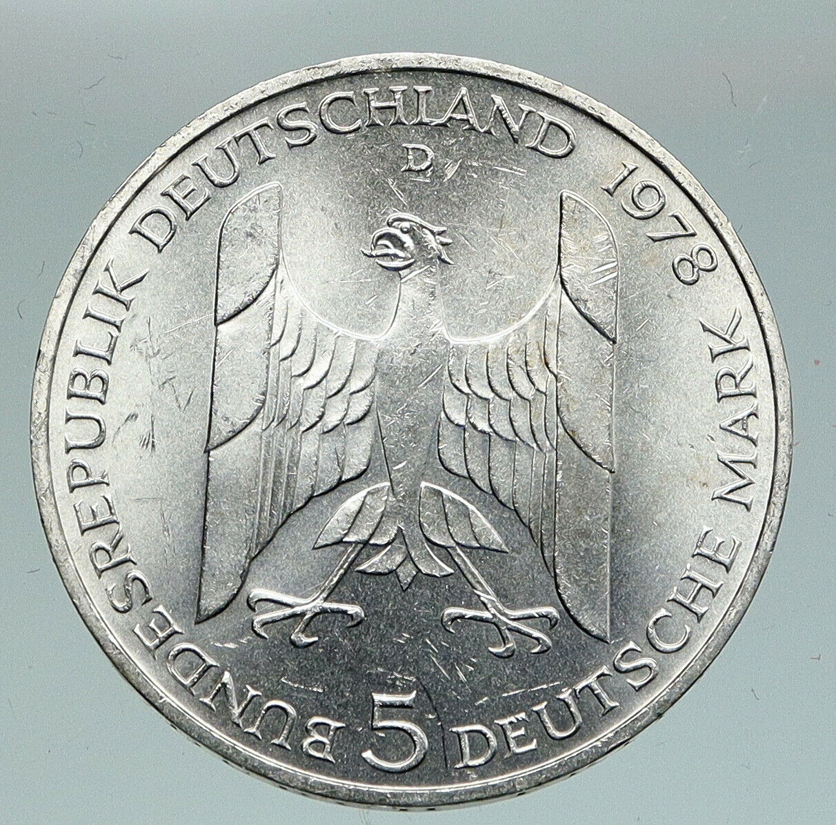 1978 GERMANY Politician Friedrich Ebert Antique Silver 5 Mark GERMAN Coin i91105