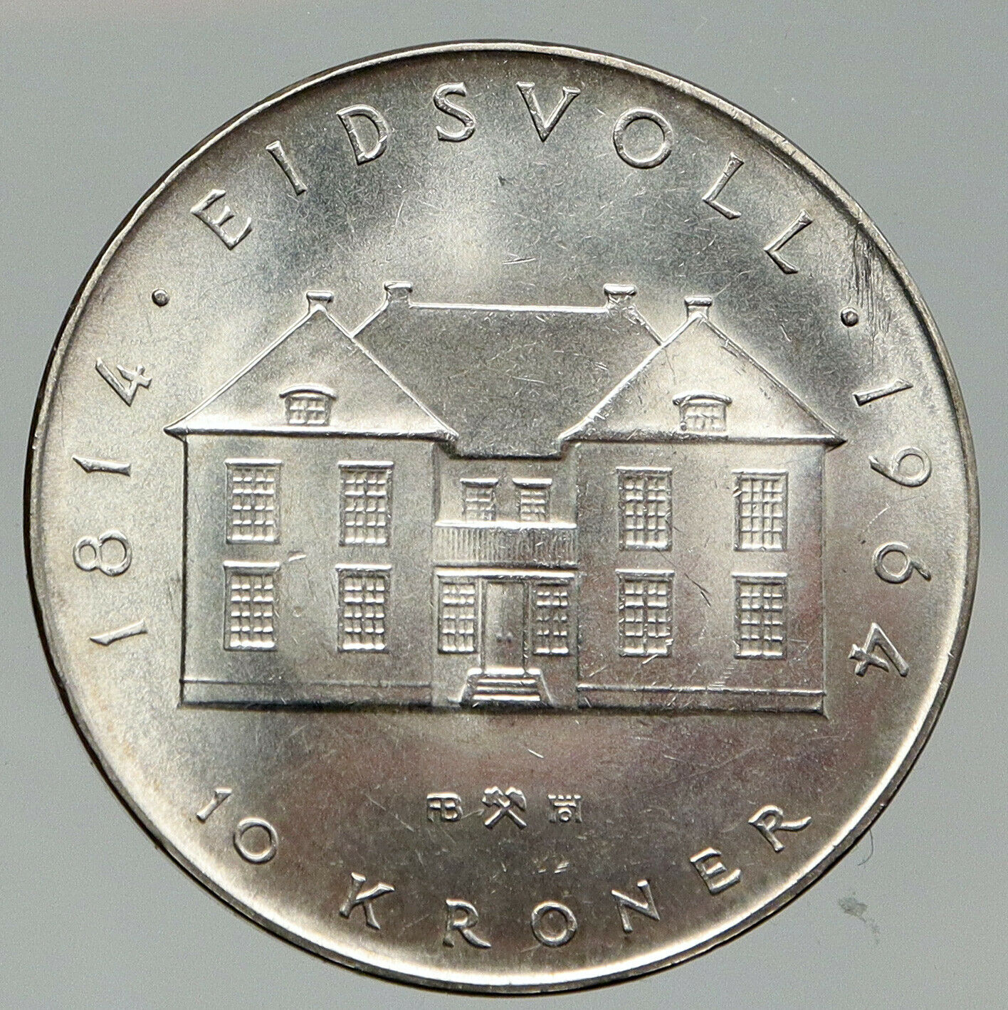1964 NORWAY Antique Silver 10 Kronor KING Olav V Norwegian Vintage Coin i92120