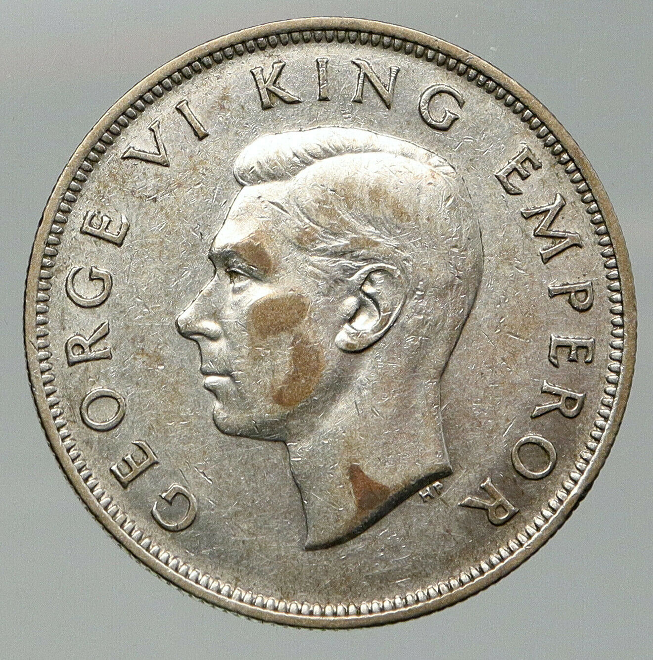 1942 NEW ZEALAND UK King George VI OLD Silver 1/2 Half Crown Coin Shield i92118