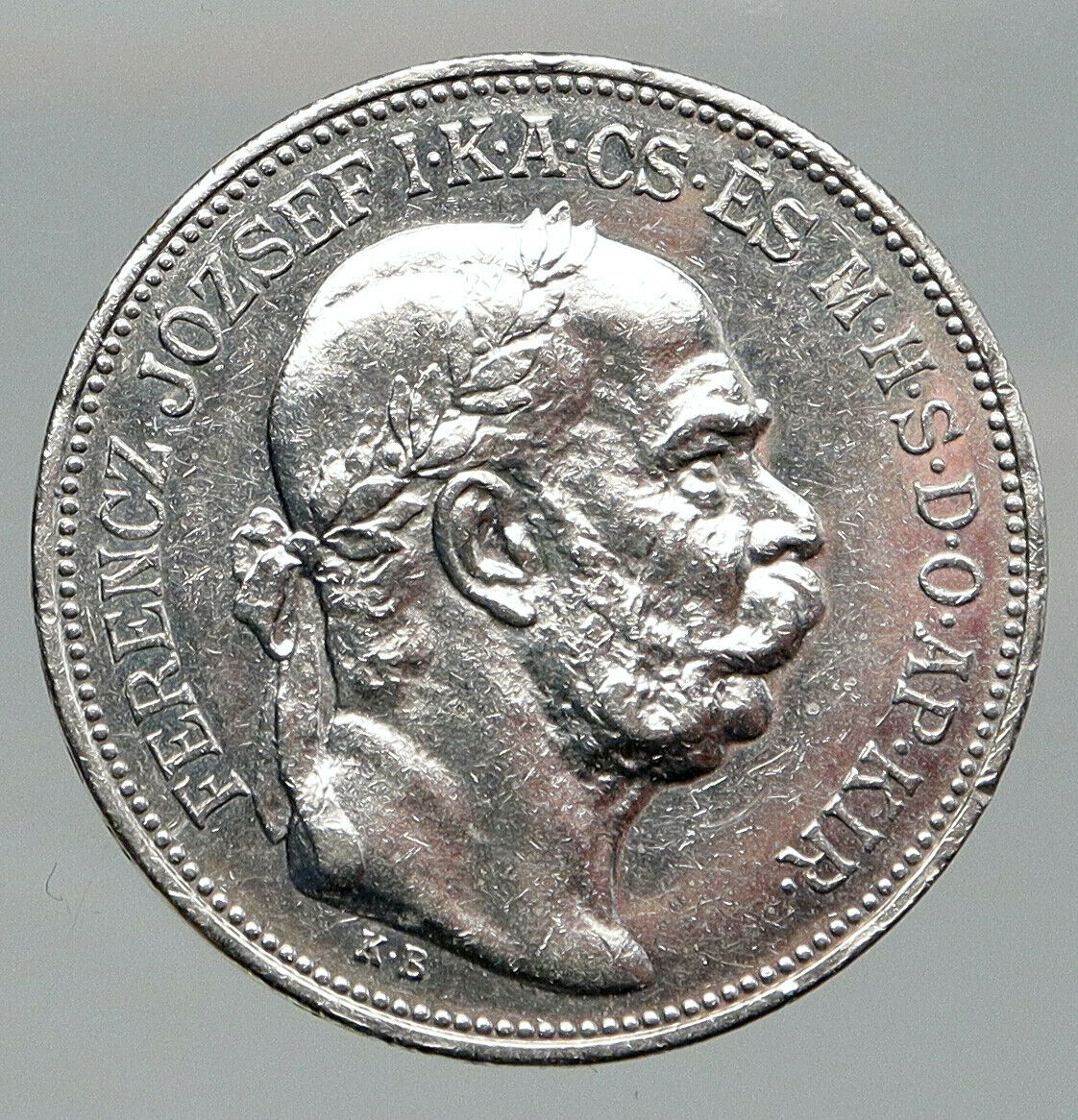 1913 HUNGARY w King Franz Joseph I Hungarian Antique Silver 2 Korona Coin i91968