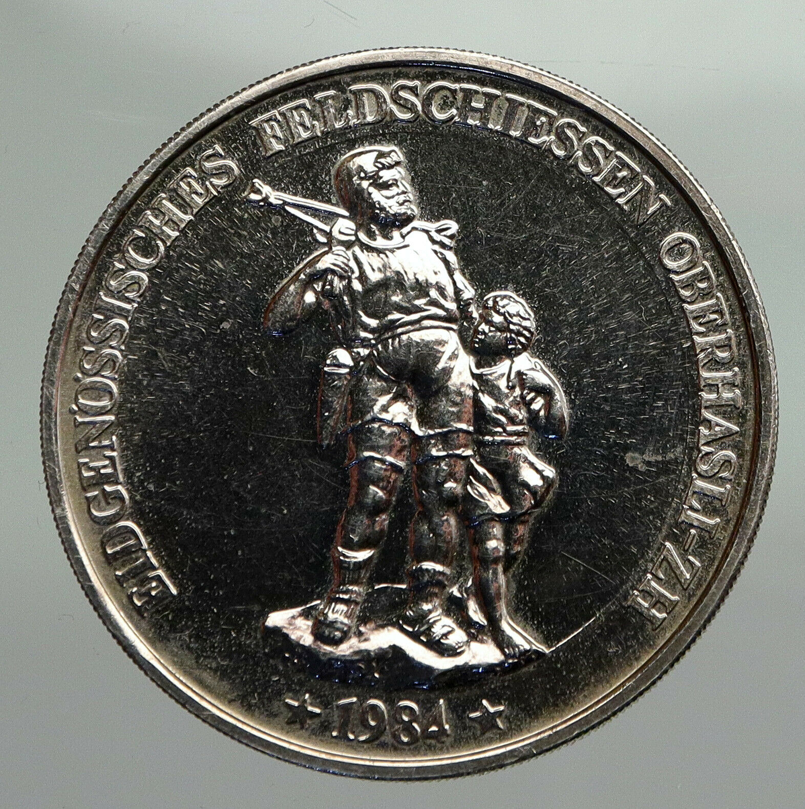 1934 SWITZERLAND Swiss SHOOTING FESTIVAL Oberhasli Silver 50 Francs Coin i91914